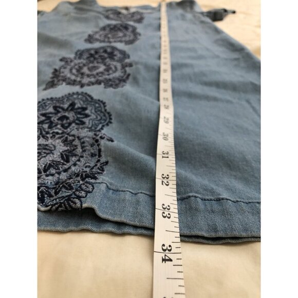 Westport Womens Embroidered Chambray Dress Size 2 Blue Western Boho Cowgirl - Picture 9 of 9